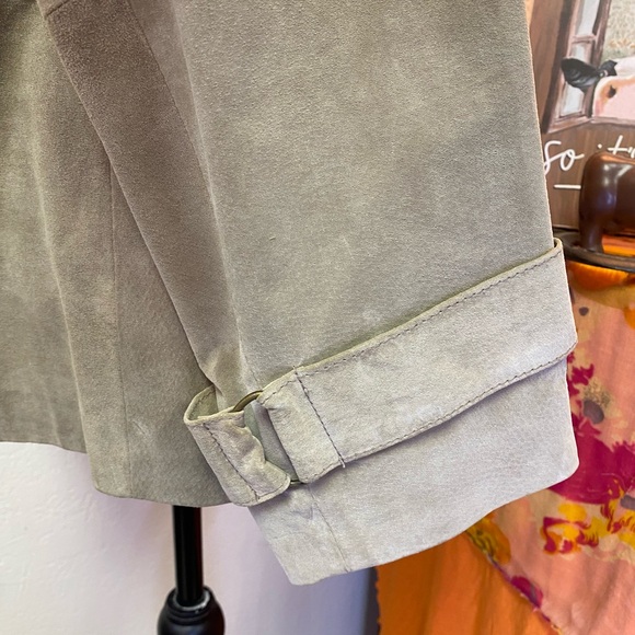 Alfani Woman Suede 100% Leather Button Blazer Jacket Tan Boho Minimalist XL 1X - Picture 4 of 13